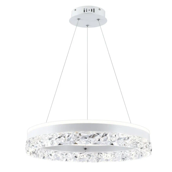 Wisząca lampa ring Frozi 31-35547 LED 32W 3000K kryształowa biała
