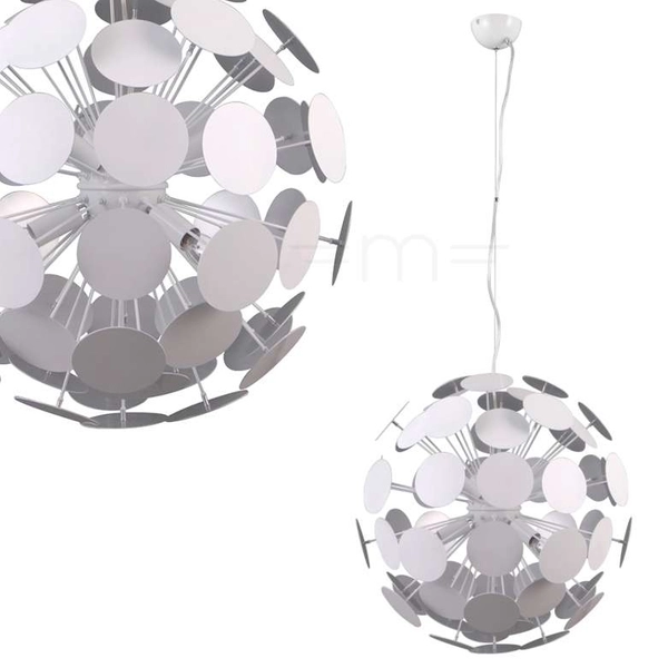 LAMPA wisząca MAILONE AD20180/6 WH+SILV Italux metalowa OPRAWA zwis kula ball biała srebrna