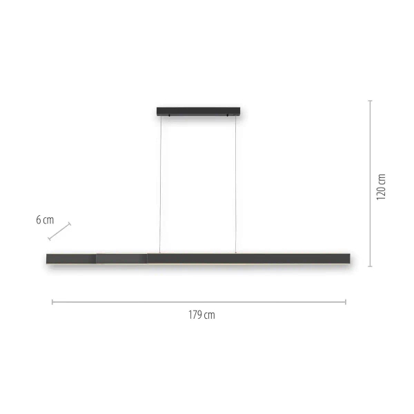 Lampa wisząca  nowoczesna PURE-LUME antracyt LED 76W 2700-5000K podłużna listwa do salonu 2738-13