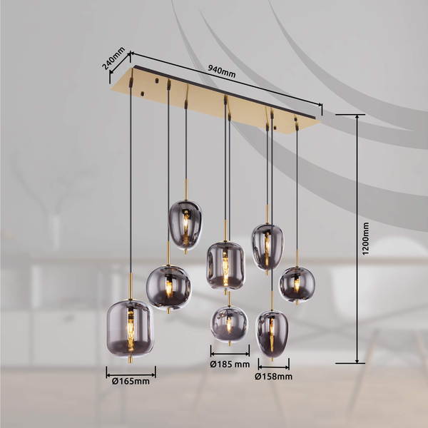Lampa wisząca Blacky 15345-8MM designerska mosiądz przydymiona
