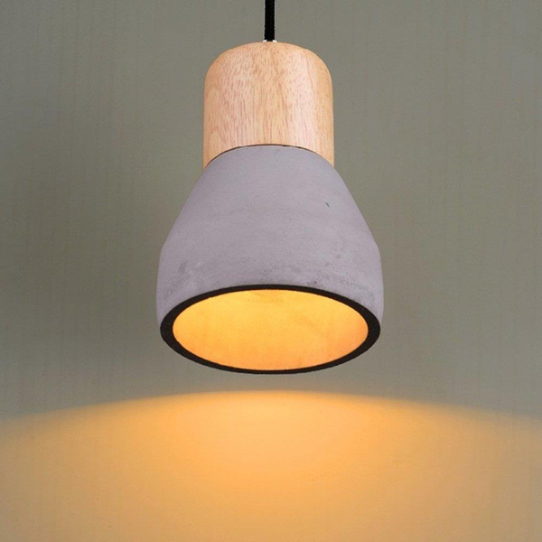 Zwisowa lampa loftowa Concrete ST-5220-black Step betonowa drewno czarna