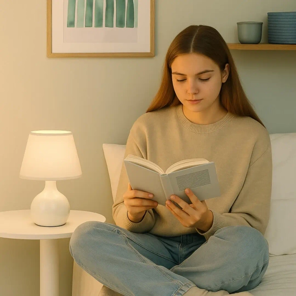 Ceramiczna lampa nocna Ingrid 74076 do czytania abażur beżowy