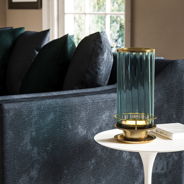 Lampa stojąca QN-ARNO-GREEN-AB retro mosiężna zielona