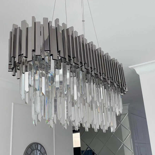 Salonowa lampa wisząca CGPIPORGANCRYSTLONG nad łóżko chrom