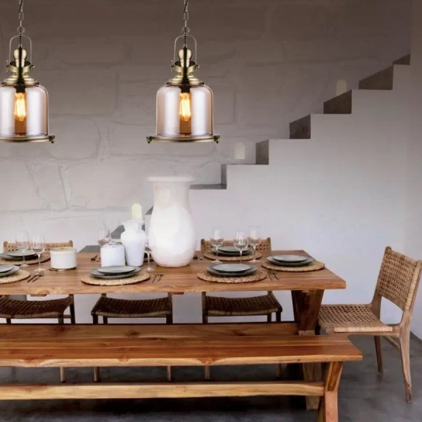 Industrialna lampa wisząca 16106 na łańcuchu do przedpokoju brązowy