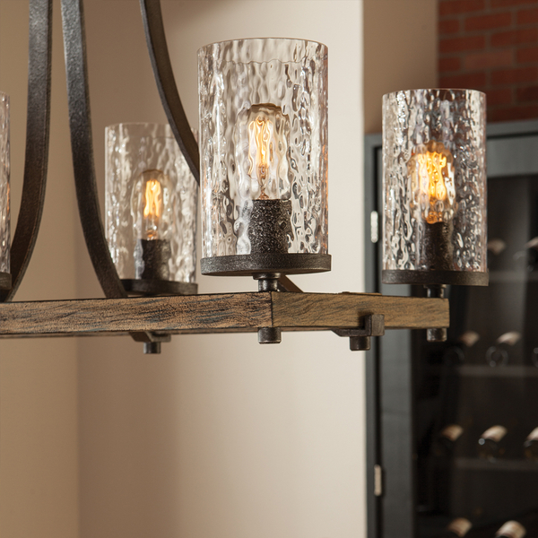 Lampa wisząca podłużna QN-ANGELO8-ISLE drewniana czarna