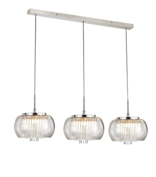 3-płomienna lampa wisząca Rego do holu z kryształkami chrom