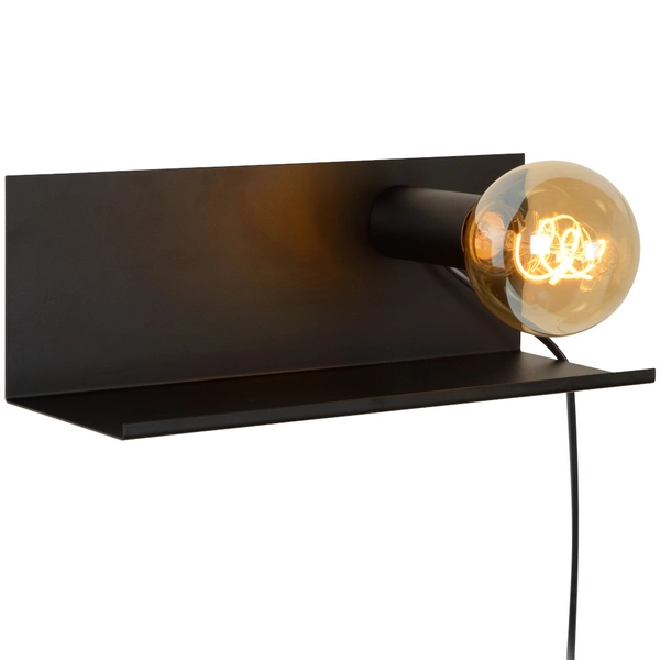 Kinkiet LAMPA ścienna SEBO 06218/01/30 Lucide metalowa OPRAWA loftowy kinkiet półka czarna