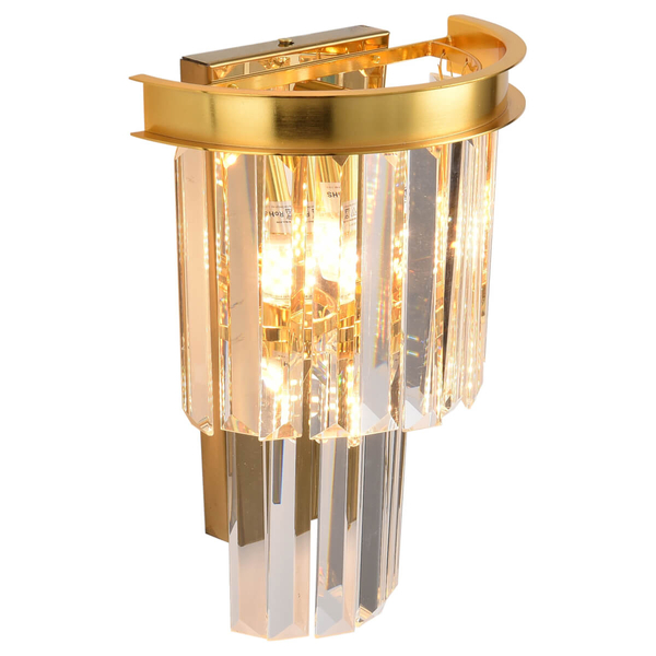 Ścienna lampa Splendore DN915-W Step pałacowy kryształy do salonu złota