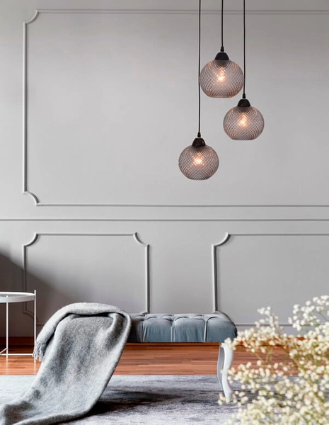 Wisząca lampa pokojowa Buenos balls czarna przydymiona