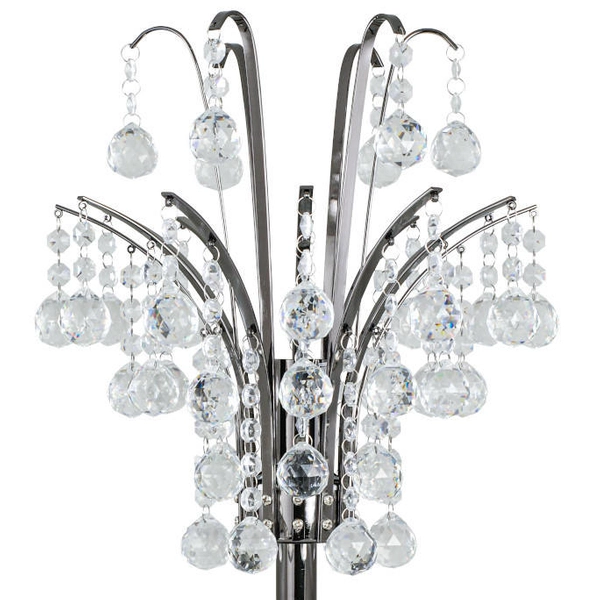 Stojąca LAMPKA glamour 6247/1D 8C Elem stołowa LAMPA biurkowa z kryształkami szklana chrom przezroczysta