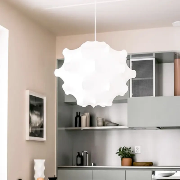 Lampa tkaninowa wisząca Lappello ABR-LW-APP do salonu biała