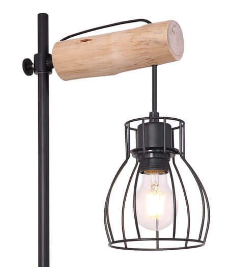 Biurkowa lampa Mina 15326TN do gabinetu czarna drewniana
