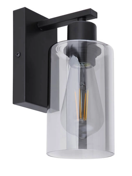 Ścienna lampa Hadera 15465W szklana czarna przydymiona