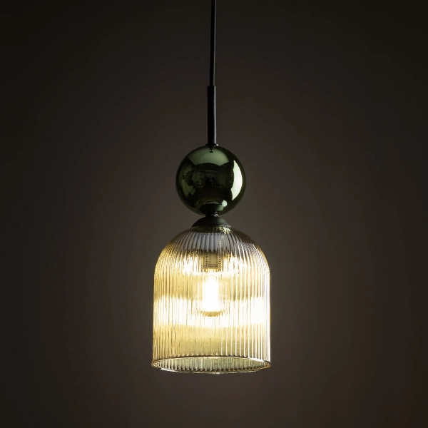 Nowoczesna wisząca lampa Sophia Green 11146 żebrowana zielona