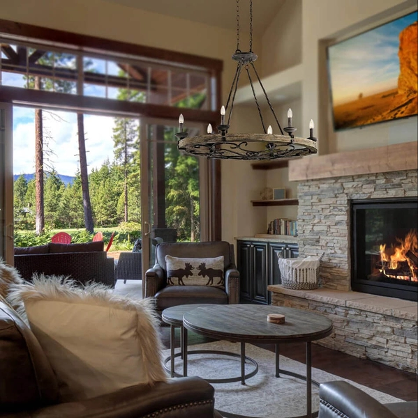 Świecznikowa lampa wisząca Taulbee KL-TAULBEE6 Kichler czarny drewniany