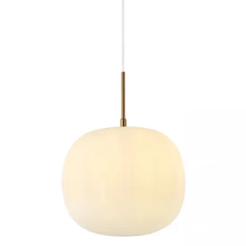 Okrągła wisząca lampa 20124 szklana kulista biały mosiądz