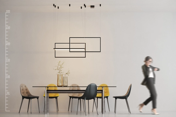 Geometryczna lampa wisząca Metric LED 135W frames czarna