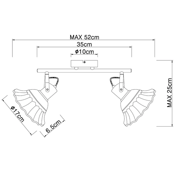 Sufitowa LAMPA industrialna JOWITA 54050-2 Globo metalowa OPRAWA reflektorki metalowe hygge białe czarne