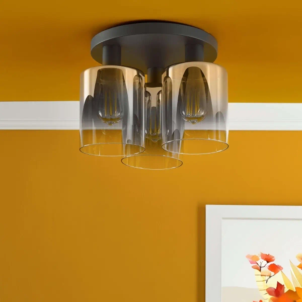 Industrialna sufitowa lampa Savannah SAV5322 szklane tubki czarne