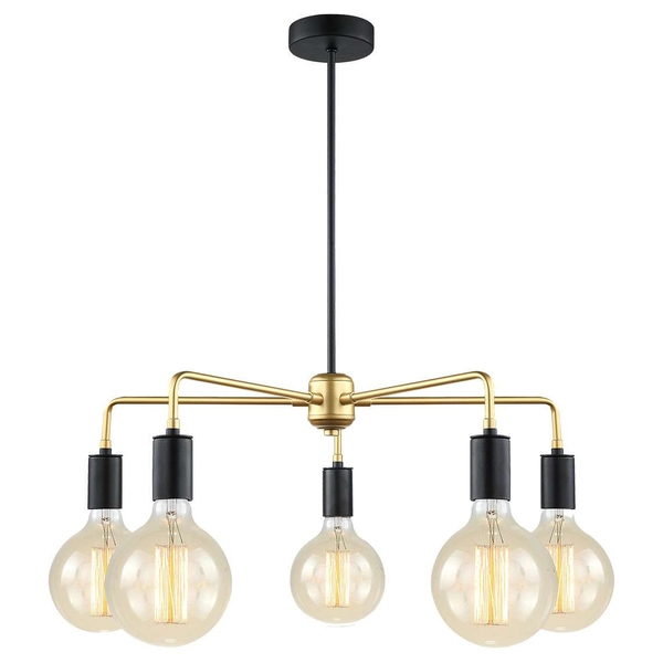 LAMPA wisząca MALENE MDM3386/5 BK+GD Italux metalowa OPRAWA pająk ZWIS żarówki bulbs loft złoty