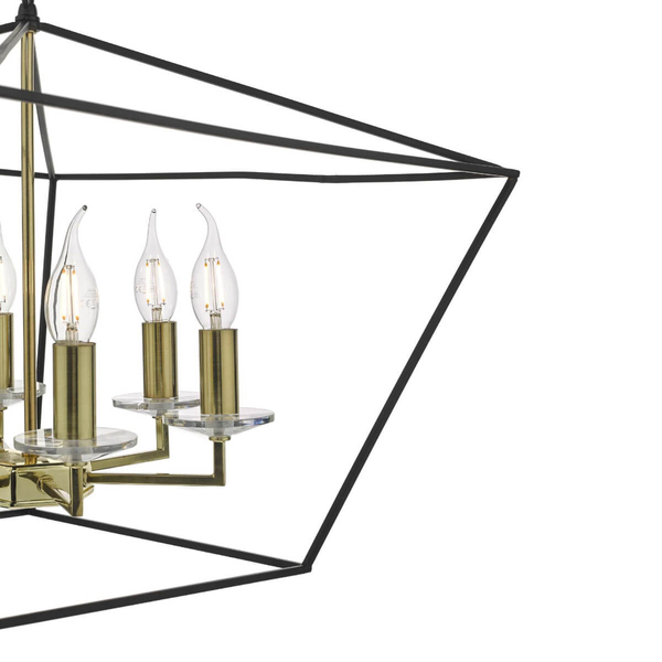 Świecznikowy żyrandol Gretchen GRE0654 Dar Lighting metalowy czarny złoty