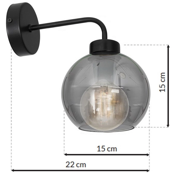 Loftowa LAMPA ścienna SOFIA MLP6571 Milagro skandynawska OPRAWA szklany kinkiet kula czarna przydymiona