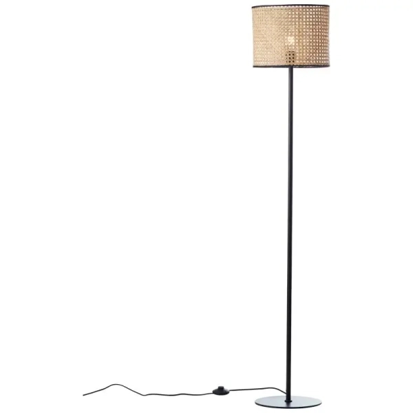 Podłogowa lampa do salonu Wiley 99091/09 ratanowa czarna beżowa