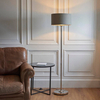 Salonowa lampa podłogowa Highclere 112570 z abażurem brązowa nikiel