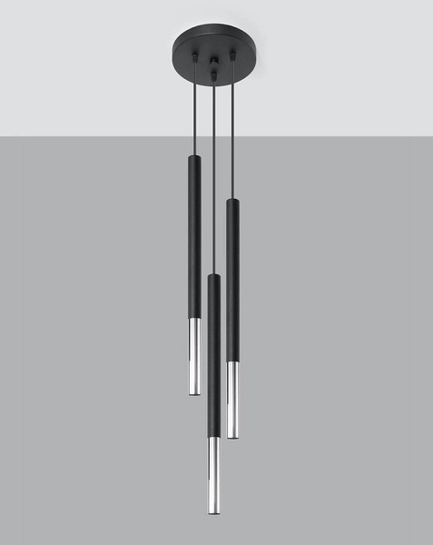 Kaskada LAMPA wisząca SL.0887 okrągła OPRAWA tuby ZWIS metalowy czarny chrom