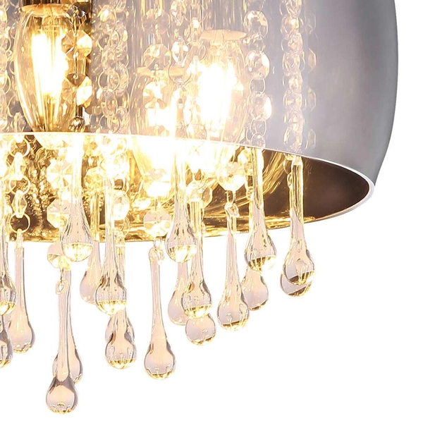 Sufitowa LAMPA glamour KALLA 15809D Globo szklana OPRAWA plafon pałacowy z kryształkami przezroczysty przydymiony chromowany