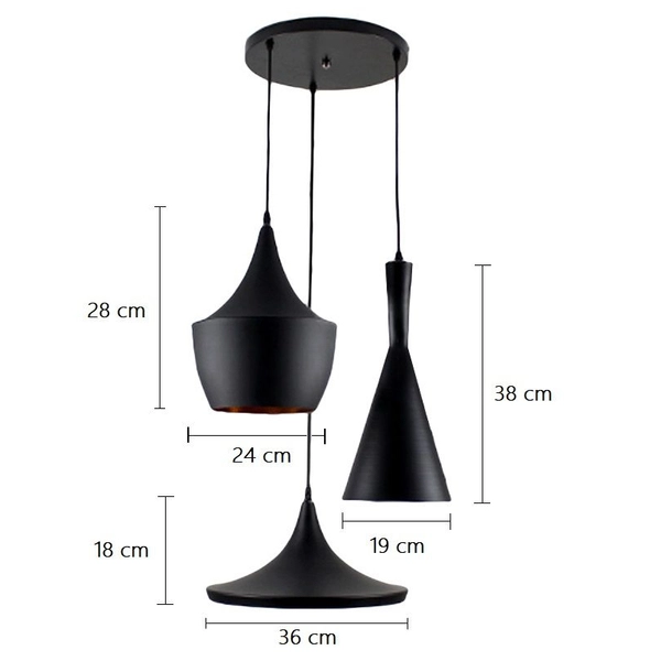 Nowoczesna lampa wisząca Round CHZ3B-E27 nad stół do jadalni czarna kaskada
