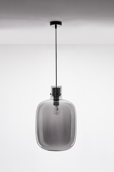 Loftowa lampa wisząca Padre szklana czarna przydymiona