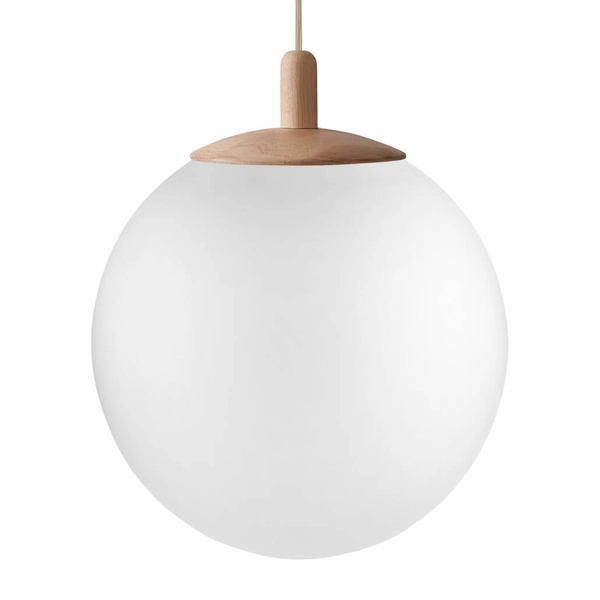 Minimalistyczna lampa wisząca ALUR 11150119 Kaspa do jadalni biała dąb