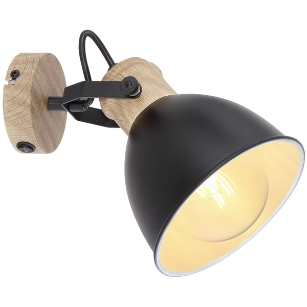 Regulowana LAMPA ścienna WIHO 54018-1S Globo metalowa OPRAWA kinkiet reflektorek czarny drewno
