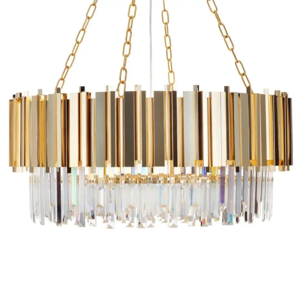 Zawieszana lampa kryształowa REA DN923-80 Step łańcuchy crystals złoty