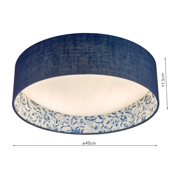 Owalna lampa sufitowa Down DOW5023-EH Dar Lighting motyw kwiatowy koło niebieska