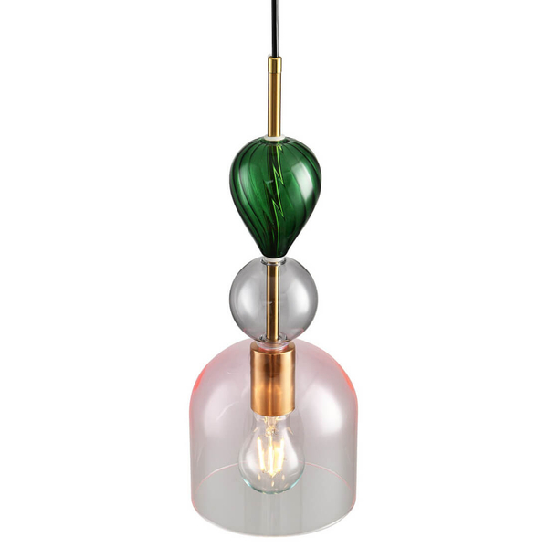 Lampa wisząca szklana PASTELLO ST-DN345B do jadalni różowa szara zielona