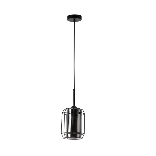 Industrialna lampa wisząca Jonera do holu czarna przydymiona