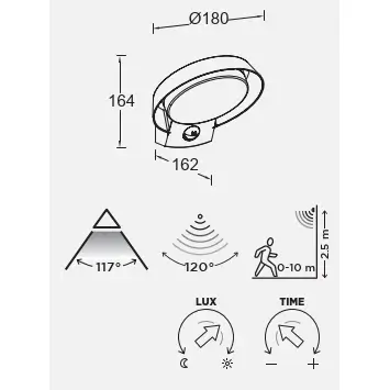 Elewacyjna lampa ścienna Polo LED 16W 3000K okrągła IP54 grafitowa