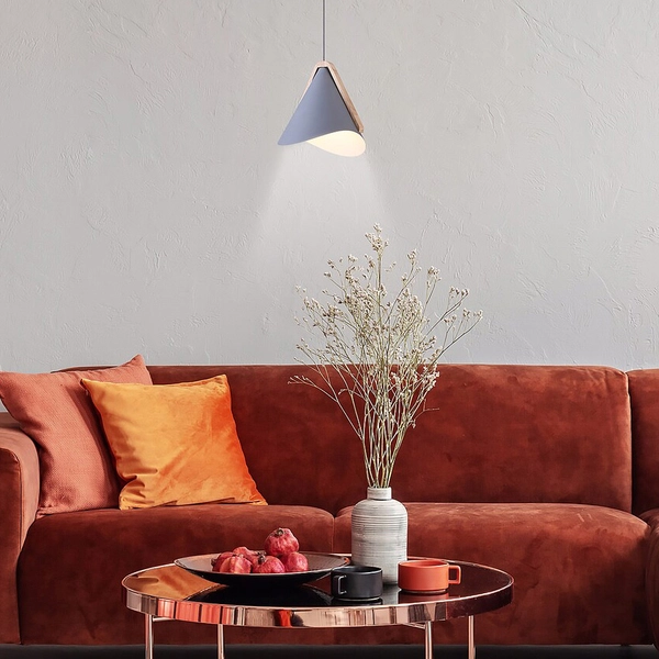 Nowoczesna lampa wisząca Neva 6649 metalowa do sypialni szara drewno