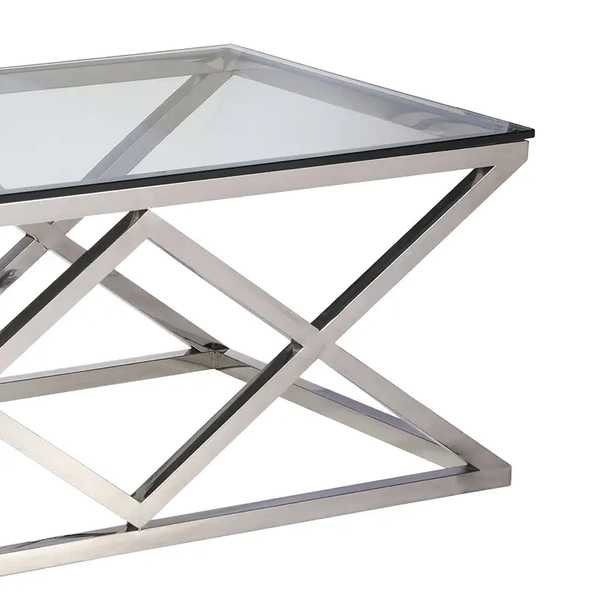 Szklany stolik prostokątny Empire EP-CT1469S Cosmolight srebrny przezroczysty