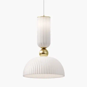 Szklana lampa wisząca glamour Antic MOD302PL-01W1 kopułowa biała złota