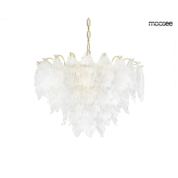 Wisząca lampa na łańcuchu CLARA złota MSE1501100560 9xE14 szklana glamour