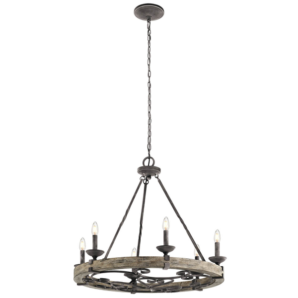 Świecznikowa lampa wisząca Taulbee KL-TAULBEE6 Kichler czarny drewniany