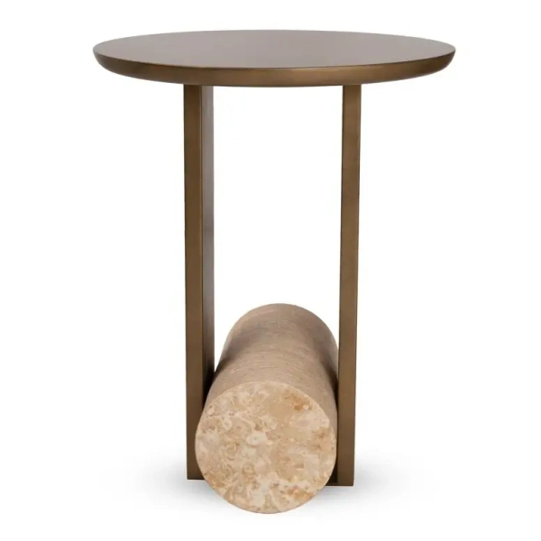Stolik do nowoczesnych wnętrz CAVEA MM001501100371 trawertyn metal 40cm