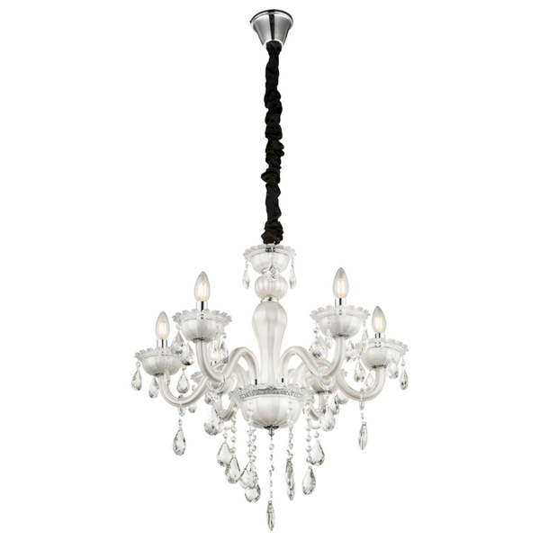 Żyrandol LAMPA wisząca TEEJAY 64118-6 Globo pałacowa OPRAWA świecznikowy zwis z kryształkami crystal maria teresa biały