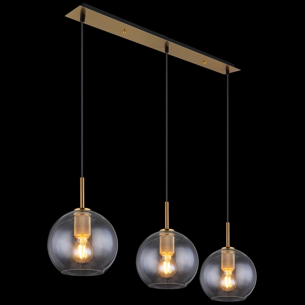 Wisząca LAMPA loftowa ADARA 15462H2 Globo szklana OPRAWA na listwie ZWIS kule balls przezroczyste mosiądz