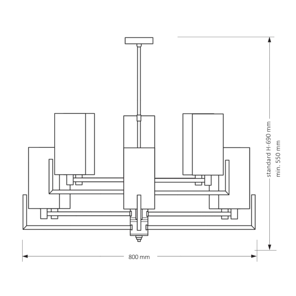 Abażurowy żyrandol do sypialni Nemi NEM-ZW-10 (T) tubki mosiądz tytan