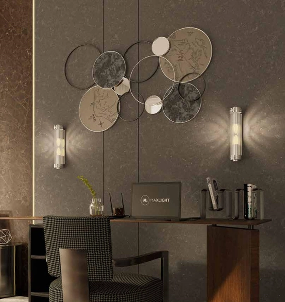 Kinkiet LAMPA ścienna FLORENCE W0241 Maxlight okrągła OPRAWA szklana glamour chrom przezroczysta